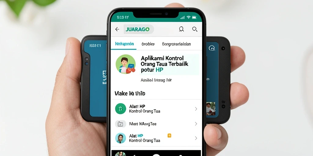 Tampilan antarmuka JUARAGO dengan berbagai fitur kontrol orang tua.