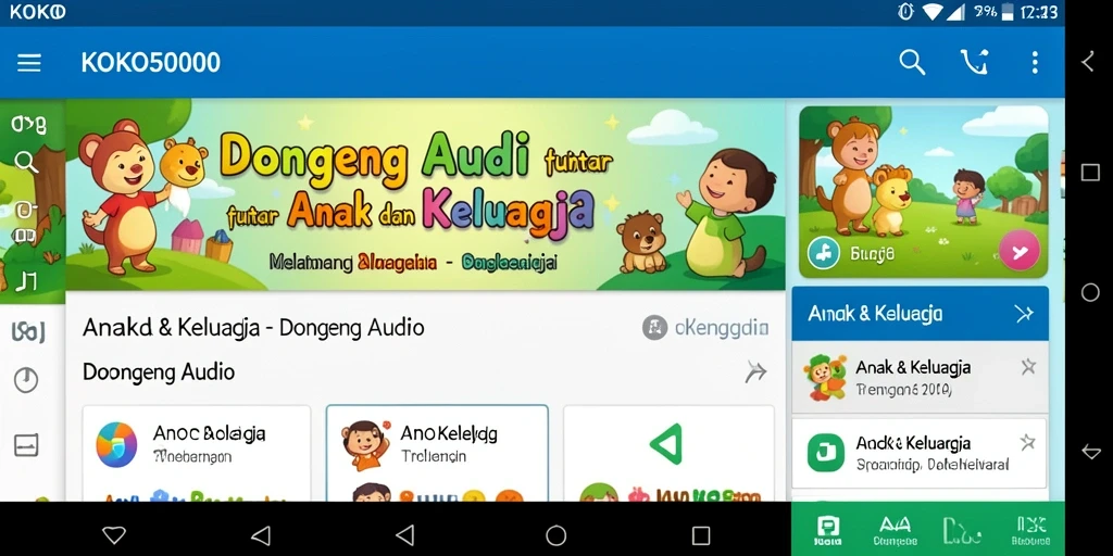 Antarmuka menarik KOKO5000 dengan pilihan dongeng audio.