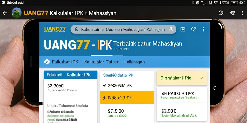 Tampilan antarmuka aplikasi Kalkulator IPK UANG77 yang sederhana dan efisien.