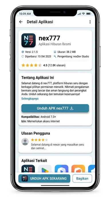 Tampilan halaman APK nex777