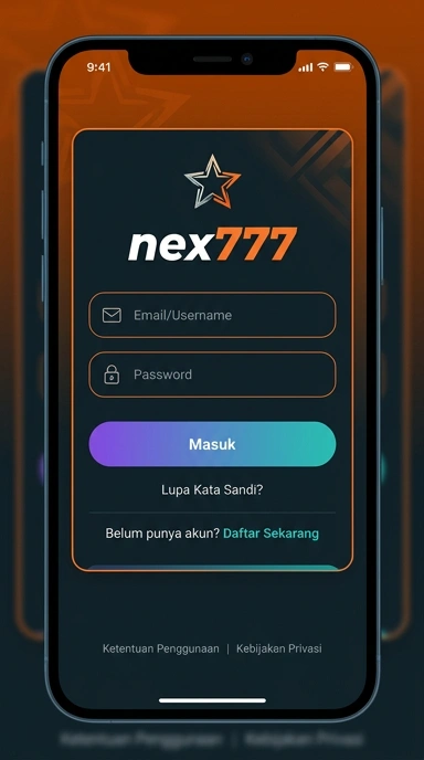 Tampilan halaman login nex777