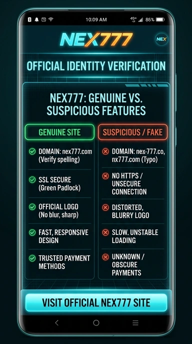 Tampilan kanal resmi nex777