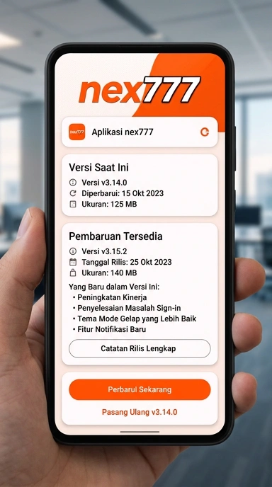 Tampilan riwayat versi nex777